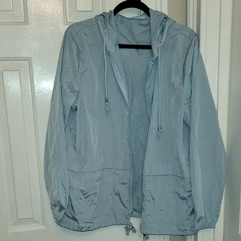 Light Blue Wind Breaker Rain Jacket